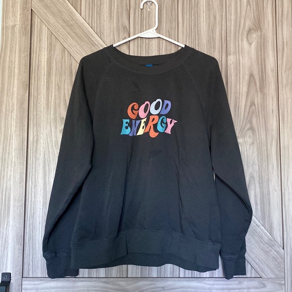 Old Navy Tops - Old Navy Gray "Good Energy" Sweatshirt (Size: Large)